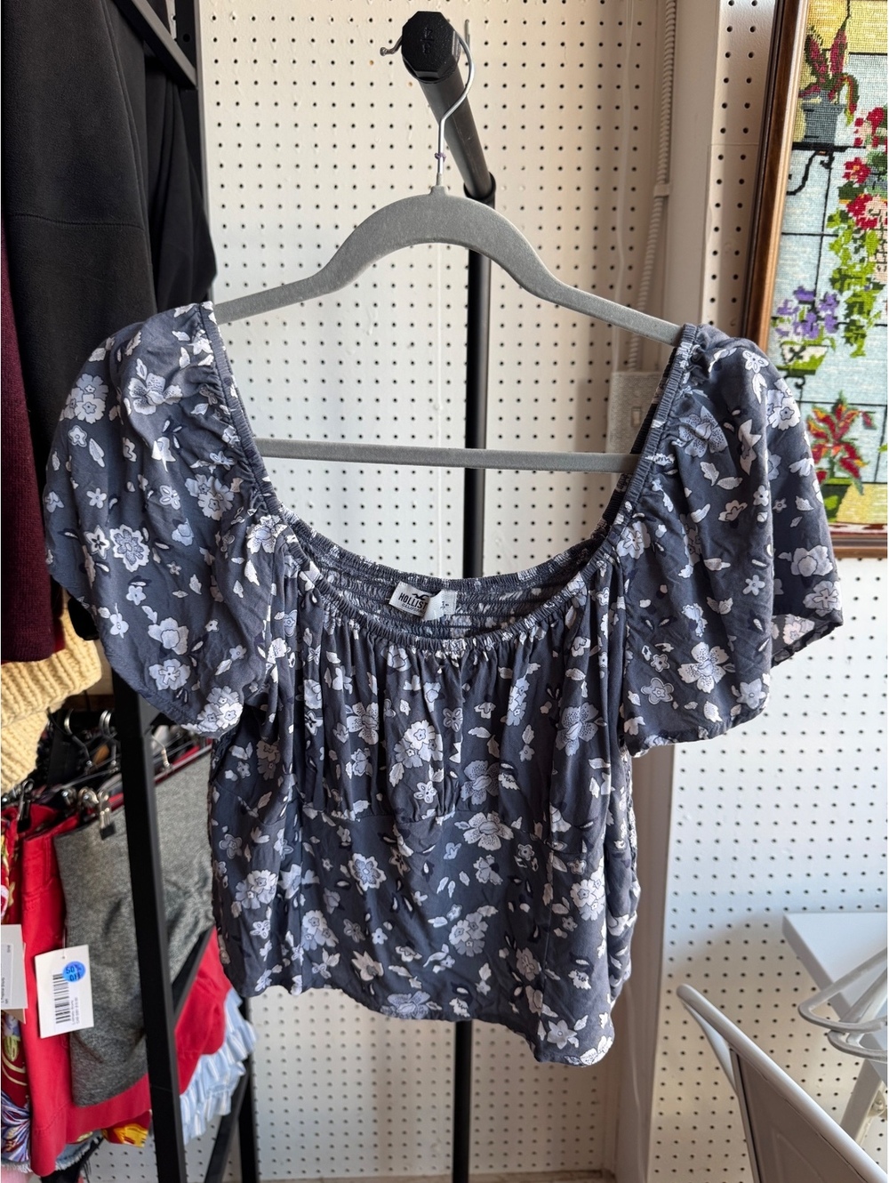 Hollister Women's Floral Puff Sleeve Blouse Size Large